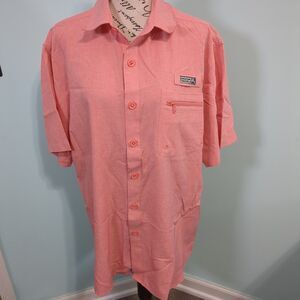Hook & Tackle Men's Salmon Peach Tamarindo UV Vented Fishing Shirt Size large